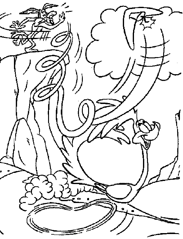 coloriage coyote lance une dynamite sur bip bip